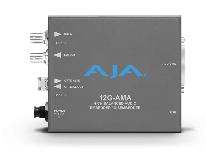 AJA 12G-AMA Mini-Converter 4-ch analoge Audio (dis)embedder [ LC fiber transmitter ]
