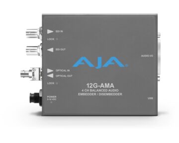 AJA 12G-AMA Mini-Converter 4-ch analoge Audio (dis)embedder [ ST fiber receiver ]